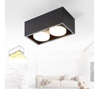 ZMH LED Plafonnier noir Spot à monter avec 2 flammes blanc chaud GX53 10W Spot de plafond pivotant angulaire pour cuisine salon salle à manger couloir couloir