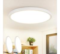 ZMH LED Plafonnier Salle de Bain Lot de 2 Blancs Plafonnier Plat 24W Rond 23CM Moderne 4000K Blanc Neutre Ultra Fin IP44 pour Salon Bureau