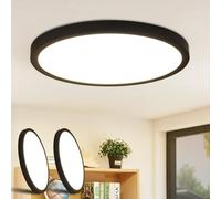 ZMH LED Plafonnier Salon Noir 24W Rond Plat Moderne Noir 4000K Blanc Neutre Ultra Fin IP44 pour Salon , Bureau