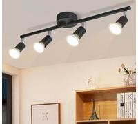 ZMH LED Plafonnier Spot de plafond à 4 flammes Salon Noir Plafonnier GU10 Pivotant 350°Rivelable Plafond Chambre Cuisine Couloir