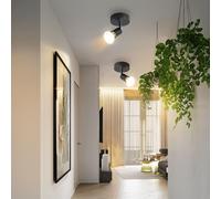 ZMH LED Spot de plafond 1 flamme 2 PERSONNES Noir Plafonnier Moderne GU10 Spot de plafond Orientable 330°Rotation Spot mural Salon Chambre Couloir