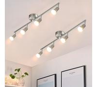 ZMH LED Spot de plafond 4 flammes 2 PERSONNES - Salon Plafonnier Moderne Plafonnier GU10 Spot de plafond Orientable 350°Rotation Spot Lampe Inox Plafond Chambre Intérieur Sans ampoule