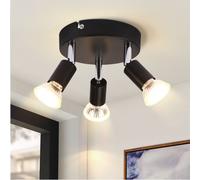 ZMH LED Spot de plafond à 3 flammes noir Plafonnier Moderne GU10 Spot de plafond Orientable 350°Rond Salon Chambre Couloir