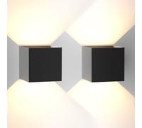 ZMH led wall light 2 black wall light modern top and bottom warm white IP65 waterproof 5W adjustable beam