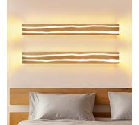 ZMH Lot de 2 appliques murales LED, aspect bois - Lampe murale de 80 cm pour salon, 13 W, blanc chaud 3000 K, design moderne, longue autonomie, éclairage mural pour cage d'escalier, chambre, couloir