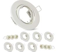 ZMH Lot de 6 cadres d'encastrement Blanc GU10 Cadre avec socle Diamètre du trou 50mm Spot encastrable Orientable 30°Spot pour ampoules LED Halogène