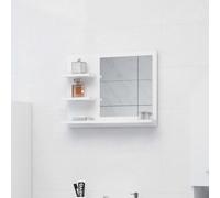 ZMH Miroir de salle de bain blanc brillant 60x10,5x45 cm bois composite