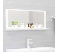 ZMH Miroir de salle de bain blanc brillant 90x10,5x37 cm Bois composite