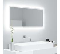 ZMH miroir de salle de bain LED blanc brillant 90x8,5x37 cm acrylique