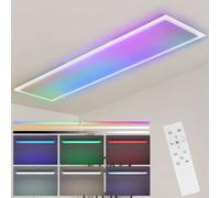 ZMH Panneau LED 100x25 Plafonnier Panneau de plafond Dimmable Longue lampe lumière du jour RGB Backlight Changement de couleur Lampe de bureau plate Bureau 24W Plafonnier cuisine pour atelier couloir