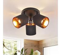 ZMH Plafonnier 3 flammes Noir Rond Spot de plafond Vintage LED Applique murale orientable 350° E14 (sans ampoule)