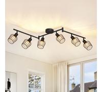 ZMH Plafonnier 6 flammes Spot de plafond pivotant noir E14 Spot de plafond métal rétro Spot de plafond vintage Spot pivotant 350° Lampe de couloir