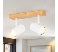 ZMH Plafonnier Blanc Spot de plafond 2 flammes en bois Plafonnier GU10 Spot de plafond orientable 350° Spotslight pour salon chambre cuisine couloir salle à manger