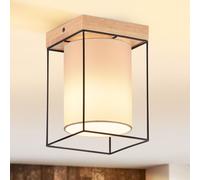 ZMH Plafonnier couloir Plafonnier bois 1 flamme E14 Vintage Lampe de couloir avec abat-jour tissu Lampe de cuisine industrielle Rétro (sans ampoules)
