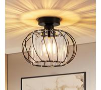 ZMH Plafonnier Couloir Plafonnier Cristal Vintage Plafonnier Cuisine E27 avec cadre métallique Noir Moderne Intérieur Plafonnier pour cuisine balcon salon hôtel Sans ampoules