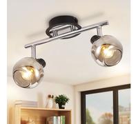 ZMH Plafonnier E14 Moderne 2 Flammes Verre Fumé Spot de plafond Orientable 350° Lampe de salon pour chambre couloir cuisine Sans ampoules