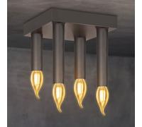 ZMH Plafonnier Gris Plafonnier Vintage - Salon E14 Rétro Chambre Industrielle 4 Flammes Métal Lampe de Salon pour Cuisine Salle à manger Couloir Bar Eclairage Campagnard Lampe.