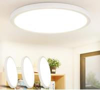 ZMH Plafonnier LED 3 PIÈCES Salle de bain Blanc 24W Plafonnier plat rond 23CM Moderne Blanc 4000K Blanc naturel Ultra fin IP44 pour salon Bureau Couloir