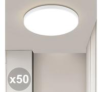 ZMH Plafonnier LED 50ER Lampe de salle de bain Plafonnier plat Blanc 17W IP44 Etanche Lampe de salon 28cm Rond Moderne Lampe de cuisine pour chambre couloir