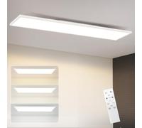 ZMH Plafonnier LED à intensité variable - Plafonnier plat, long et rectangulaire, panneau de plafond blanc 24 W 100 x 25 cm, lumière du jour, avec télécommande, pour bureau, cuisine