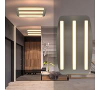 ZMH Plafonnier LED Blanc chaud 3000K, 3 lampes Cuisine Plafonnier 17W Lampe de salon angulaire 48x30cm Nickel Intérieur pour cuisine Chambre Salon Bureau