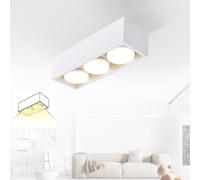 ZMH Plafonnier LED Blanc Spot à monter au plafond 3 flammes blanc chaud GX53 15W Spot pivotant angulaire pour cuisine salon salle à manger couloir couloir