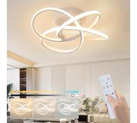 ZMH Plafonnier LED Chambre à coucher 46W Lampe de chambre à coucher Dimmable avec télécommande Moderne Fleur à quatre pétales Design Lampe de couloir Blanc Salon Lampes de plafond pour bureau Chambre 