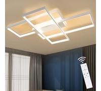 ZMH Plafonnier LED Moderne Grand blanc Lampe de salon Dimmable avec télécommande Géométrique Lampe de chambre 88W Plafonnier