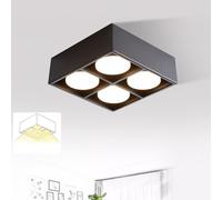 ZMH Plafonnier LED noir 4 flammes Spot apparent blanc chaud GX53 20W Spot de plafond pivotant angulaire pour cuisine salon salle à manger couloir couloir