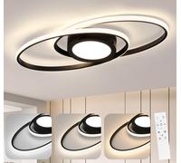 ZMH Plafonnier LED Noir Dimmable avec télécommande pour chambre à coucher Chambre d'enfants Cuisine Couloir Balcon Salon 48W CRI>80 Protection des yeux, Ovale