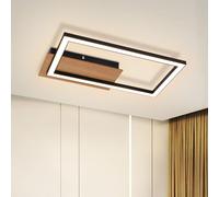 ZMH Plafonnier LED Noir Moderne Lampe de chambre à coucher 12W Bois Lampe de cuisine 3000K Blanc chaud Rectangulaire Lampe de couloir pour salon couloir bureau