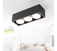 ZMH Plafonnier LED Noir Spot à monter 3 flammes Spots de plafond blanc chaud GX53 15W Spot de plafond pivotant angulaire pour cuisine salon salle à manger couloir couloir