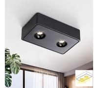 ZMH Plafonnier LED Noir Spot de plafond apparent à 2 flammes Spot de plafond blanc chaud Angle 11W pour cuisine salon salle à manger couloir couloir