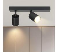 ZMH Plafonnier LED noir spot de plafond : plafonnier GU10 spots 2 flammes spot de plafond rotatif à 350° lampe de couloir moderne spot mural industriel