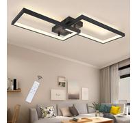 ZMH Plafonnier LED Plafonnier à intensité variable avec télécommande 40W lampe de salon noire en métal design moderne lampe de chambre à coucher lampe de cuisine pour chambre à coucher salle à manger