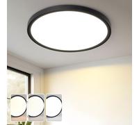 ZMH Plafonnier LED Salle de bain - Ø18cm Lampe de salle de bain Dimmable Noir Lampe de salle de bain Plat Rond Lampe de couloir 15W pour chambre cuisine couloir salle de bain