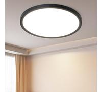 ZMH Plafonnier LED salle de bain - Ø30cm plat noir plaque rhomboïdale ronde protection des yeux chambre à coucher lampe de cuisine 24W blanc chaud lampe de couloir pour cuisine couloir salle de bain