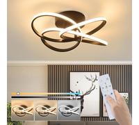 ZMH Plafonnier LED Salon 46W Dimmable Noir Lampe de salon Moderne Fleur à quatre pétales Design Lampe de cuisine avec télécommande Couloir Métal Plafonniers pour cuisine Salle à manger