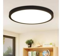 ZMH Plafonnier LED Salon Noir 24W Rond Plat Moderne Noir 4000K Blanc Neutre Ultra Fin IP44 pour Salon , Bureau
