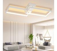 ZMH Plafonnier LED Salon Plafonnier - Moderne 80CM Salon Blanc Dimmable avec télécommande 48W Chambre Rectangle Métal Design pour Chambre Enfants Cuisine