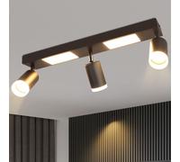 ZMH Plafonnier Led Spot de plafond 3 Flammes GU10 - Lampe de chambre 3000k Noir Lampe de cuisine 20W Spot de plafond Pivotant Lampe de couloir Métal