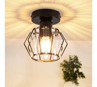 ZMH Plafonnier Moderne Plafonnier Couloir Cristal Lampe de Couloir E27 Noir Lampe de Cuisine Vintage avec Cadre Métallique Plafonnier Intérieur pour Couloir Cuisine Balcon Salon Hôtel (Sans ampoules)