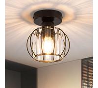 ZMH Plafonnier Moderne Plafonnier Cristal Noir Lampe de Couloir E27 Vintage Lampe de Cuisine avec Cadre Métallique Plafonnier Intérieur pour Couloir Cuisine Balcon Salon Hôtel (Sans ampoules)