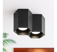 ZMH Plafonnier Noir 2 flammes GU10 Spots de plafond LED Spots à monter Spots à monter Moderne Rond Spot à monter pour cuisine salon salle à manger