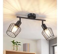 ZMH Plafonnier noir 2 flammes, spot E14 orientable 350°, moderne pour hall, salon, chambre à coucher, cuisine