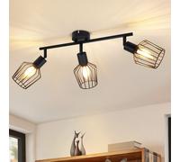 ZMH Plafonnier Noir 3 Flamming E14 Projecteur Métal Pivotant Spotlight Salon pour Hall Salle de Bains Cuisine Chambre à coucher