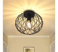 ZMH Plafonnier noir Lampe de salle à manger Plafonnier couloir 1 flamme E27 Industriel Métal Cafard Grille Rétro pour salon cuisine chambre Ø 25cm