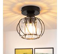 ZMH Plafonnier Noir Plafonnier Cristal Moderne Lampe de Couloir E27 Lampe de Cuisine avec Cadre Métallique Vintage Plafonnier d'Intérieur pour Couloir Cuisine Balcon Salon Hôtel (Sans ampoules)