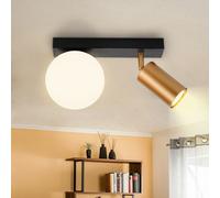 ZMH Plafonnier Vintage 2 flammes Spot de plafond Noir Plafonnier Métal avec Or GU10 Spot de plafond Pivotant Lampe de couloir avec boule de verre Eclairage de plafond pour couloir cuisine salon chambr