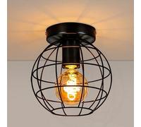 ZMH plafonnier vintage plafonnier couloir noir lampe rétro E27 douille industrielle lampe de couloir ronde en métal
